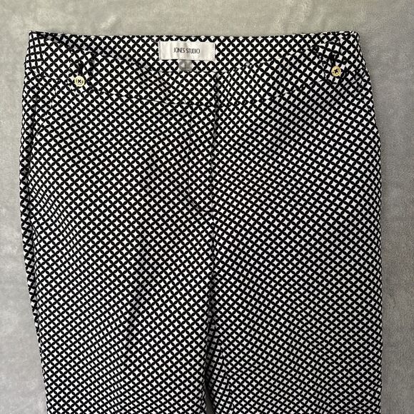 Women's Geometric Print Office Pants Stretch Black White Pockets Formal Size 6 - Picture 12 of 16